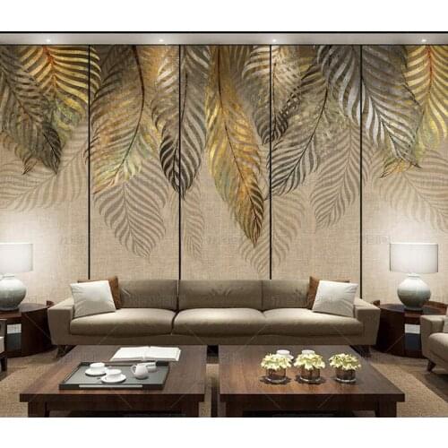 3D modern simple popular art leaf Self Adhesive wallpaper bedroom living room sofa TV leaf background wall mural papel DE parede