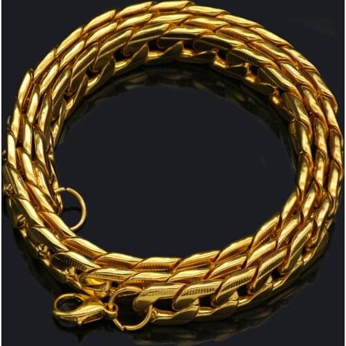 60cm Personality Luxury Cuban Chain Necklace for Men Women Motorcycle Party Gold Chain Hip Hop Punk Style Long Chain Jewelry