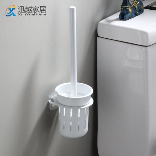 Bathroom Fixture Hardware Punch-free Space Aluminum Wall Mounted Toilet Bowl Brush Set Shelf With Cup 00TBH0201