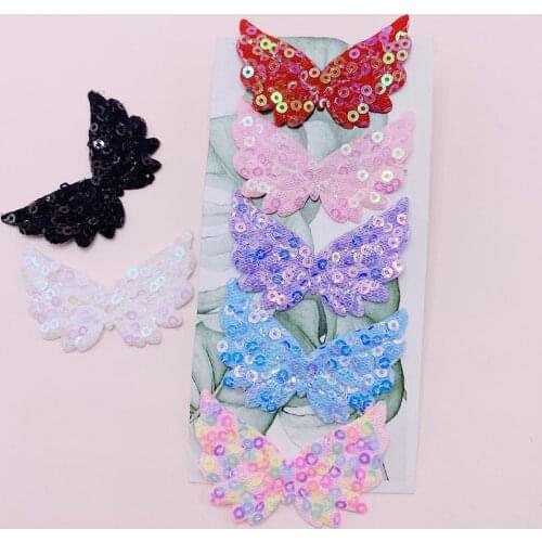 40Pcs 5CM Sequin Angel Wing Padded Applique For DIY Clothes Shoes Hat Headwear Clips Crafts Decor Patches