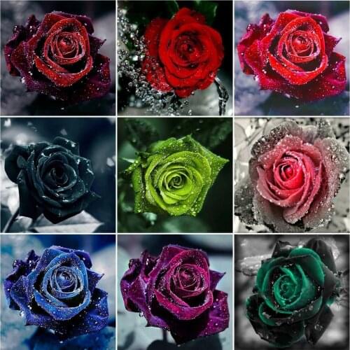 AZQSD Diamond Embroidery Rose Mosaic Rhinestones Diamond Art Painting Flower Cross Stitch Kits Handicraft Home Decoration