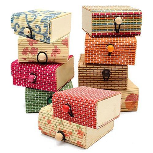 11 Colors Bamboo Jewelry Box Jewelry Storage Cases Bamboo Wooden Ring/ Necklace/ Earrings Case Jewelry Boxes Holder Gift