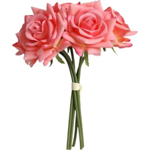 Curling Rose Bouquet False Hydrangea Silk Artificial Flower Nordic Simple Florist-Supplies Glass Vase Holding Fake Flowers