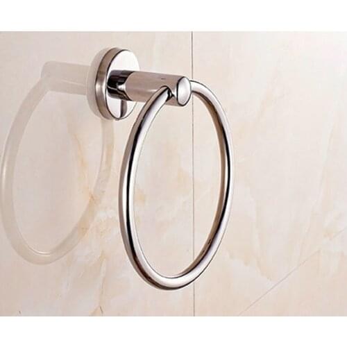Stainless Steel Bathroom Towel Holder Simple Wall Mounted Round Towel Rings Polished Storage Rack Shelf Bathroom Accessories