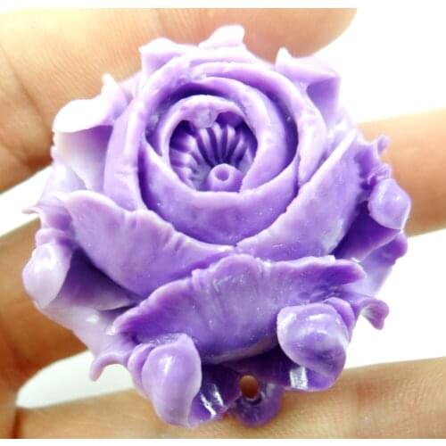 Chinese Organic Cinnabar carve flower pendant stone Jewelry making necklace Lucky Amulet Transshipment Evil Gift A34
