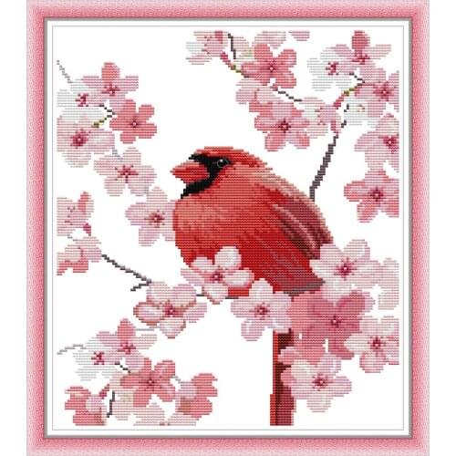 Red bird 2 cross stitch kit aida 14ct 11ct count print canvas cross stitches needlework embroidery DIY handmade