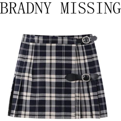 Sweet Girls England Style High Waist Mini Skirt 2021 Spring-autumn Fashion Ladies All-match Women Plaid Pleated Skirt