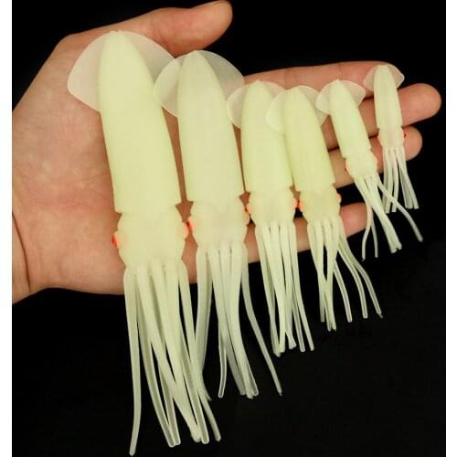 Saltwater Fishing Lure Noctilucent Soft Squid Bait Octopus Baits Swimbait Saltwater Octopus Squid Skirt Luminous Lures Baits