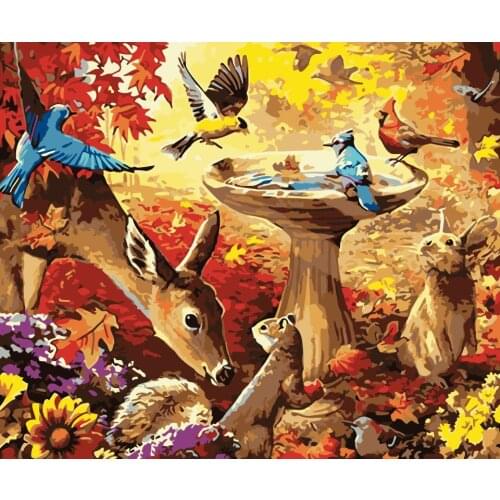 Deer and bird Animal 40x50CM DIY Painting By Numbers Wall Art Picture Acrylic Painting For Home Decoration Drop Shipping 60x75cm