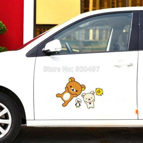 Newest Design Cartoon Lovely Bear Rilakkuma Car Stickers for Tesla Toyota VW Toyota Chevrolet Honda Ford Audi Fiat Hyundai Lada