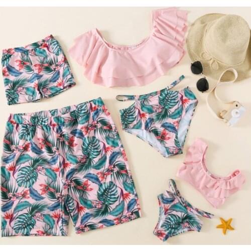 Family Matching Outfits Men Swimsuit Two Pieces Women Kid Boy Baby Girl Swimwear Beachwear Bathing Suit Maillot De Bain Feminino