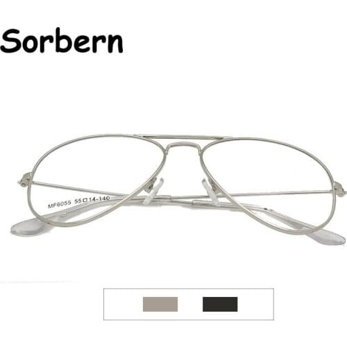 Pilot Glasses Frame Men Women Metal Alloy 55mm Clear Lens Eyeglass Frames Male Myopia Glasses Optical Occhiali Donna Vista