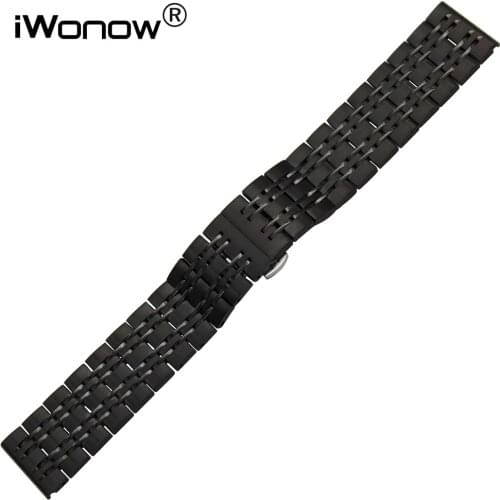 Stainless Steel Watch Band 22mm for Samsung Gear S3 Classic / Frontier Butterfly Buckle Strap Wrist Belt Bracelet Black Silver