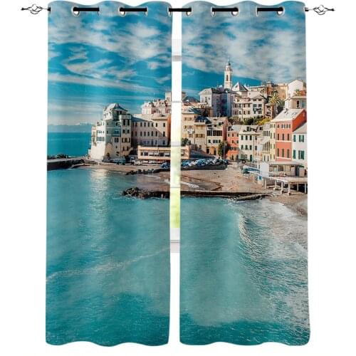 Fishing Village Window Curtains for Living Room Bedroom Kitchen Modern Curtains Home Decoration Drapes Blinds