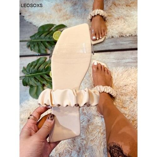 Sandals Women 2021 Summer New Large Elastic Square Transparent Flat Heeled Beach Casual Slippers Sandals Women