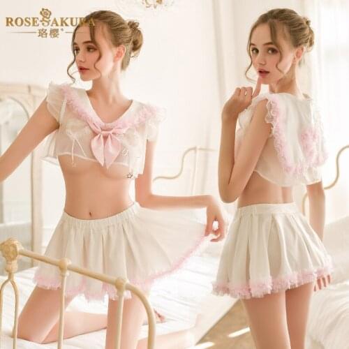 Sexy Cosplay Lingerie Set School Girl Costume Women Student Uniform Set Role Play Costumes Babydoll Dress Lace Miniskirt