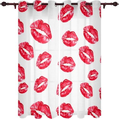Sexy Lips Watercolor Window Curtains Kids Room Living Room Curtain Panels Valance Curtains for Kitchen