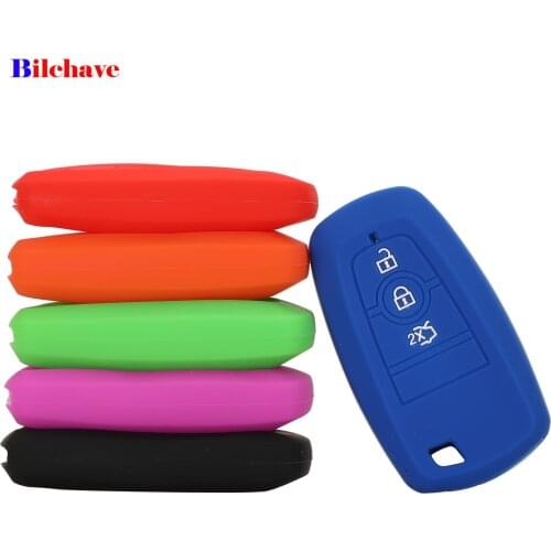 Bilchave 3 Buttons Silicone Smart Remote Car Key Case Cover Fob For Ford Mondeo Edge Car-styling Holder Protector