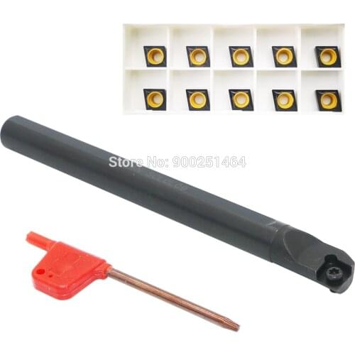 CNC Lathe Tool Inner Bore Boring Cutter S14N-SCLCL09 Left , with 10 CCMT09T304(CCMT32.51)Carbide blades for machining cast iron