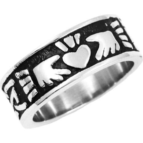 FANSSTEEL Stainless Steel Jewelry Infinity Love Heart Princess Crown Claddagh Friendship Ring FSR09W29