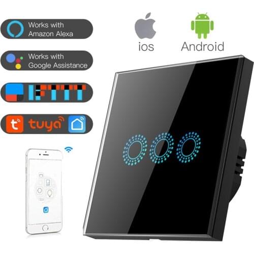 Tuya WiFi Smart Switch 1 2 3 Gang Touch Wall Light Switch No Neutral Required Timer Function Voice Control for IOS Android