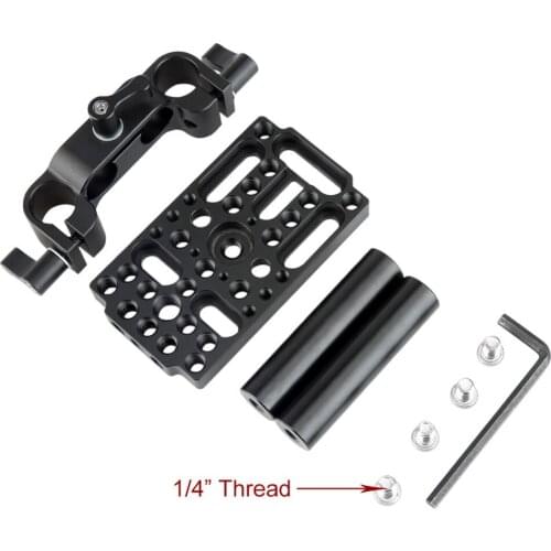 Video Switching Cheese Plate Camera Easy Plate with 15mm Rod Clamp Dovetails and Short Rods for DSLR Camera Cage Rig