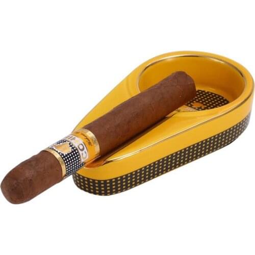 High quality COHIBA Cigar Gadgets Ceramic Cigar Ashtray Single Cigar Holder Round Ash Slot Tobacco Cigarette Ashtray Gift Box