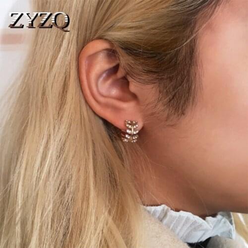 ZYZQ Simple Leaf Shaped Stud Earrings For Women With Shiny Stone Micro Paved Accessories Cute Birthday Gift For Girlfriend