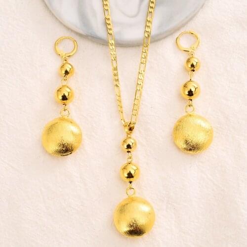 Gold color Elegant Bridal Jewelry beads ball Necklace Earrings for Girl Party Gift wedding Engagement party Jewelry Sets