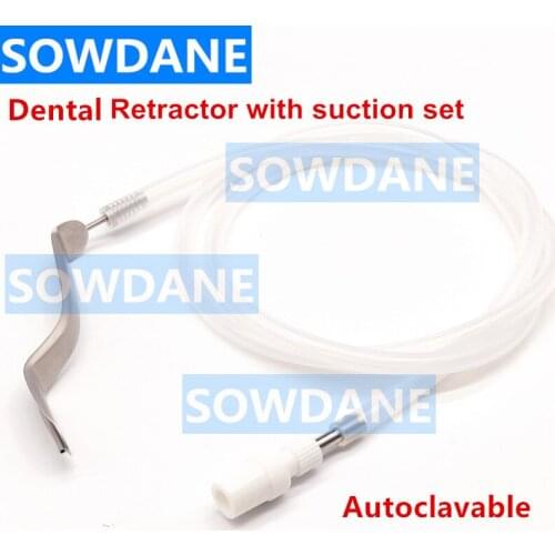1 set Dental Lip Tongue Depressor Implant Cheek & Lip Retractor Mouth Opener Gag with Suction Tube Converter Autoclavable