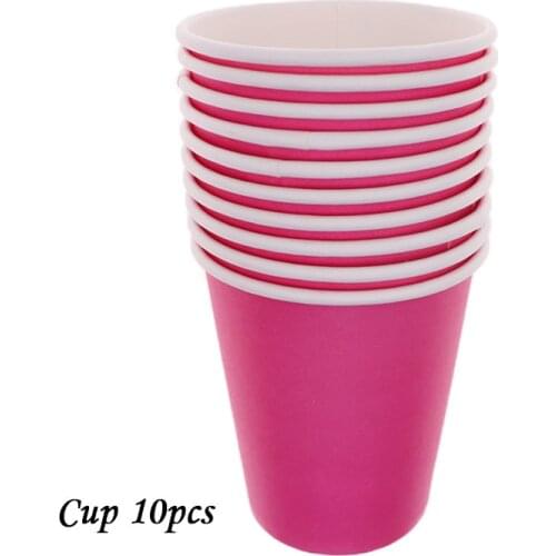 10pcs/lot Colorful Plate Cup Disposable tableware party Happy brthday Wedding decorations kids for baby shower home supplies
