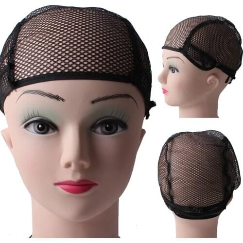 2x Fashion Cool Stretch Mesh Weaving Wig Cap Natural Tone Hair Net Black