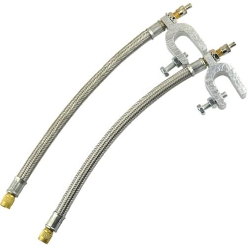 2PCS Tire Valve Stem Extension Car RV Dual Tire 10" Steel Braided w/Clamp
