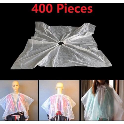 400Pcs Disposable Haircutting Capes Transparent Waterproof Barber Home Apron Bib