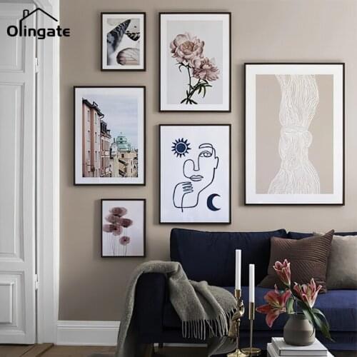 Abstract Face Line Art Minimalist Leaf Flower Butterfly Wall Art One Piece Canvas Poster Print Nordic Picture Home Decor Gift