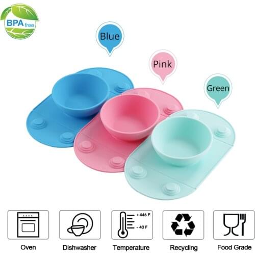 Baby Placemat Tableware FDA Food Grade Silicone Collapsible Children/Kid Feeding Plate 3 Color Baby Dishes Silicone Suction Bowl
