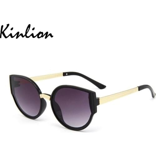 Kinlion Metal Cateye Child Sunglasses for Girls Boys Vintage Black Round Kids Sun Glasses Retro Children Glasses Eyewear Gafas