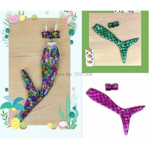 DHL 500set 2PCS/set Handmade Dolls Mermaid Tail Dress Party Dress Gown Skirt Fashion Clothes For Doll Baby Toy