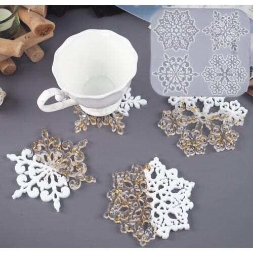 DIY Crystal Epoxy Resin Silicone Mold Handmade Snowflake Coaster Decoration Desktop Petal Lace Jewelry Silicone Mold For Resin