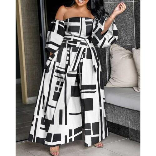 DPSDE 2021 New Summer Loose Large Size Stitching a Word Shoulder Multi - Color Street Broad-Leg Jumpsuit