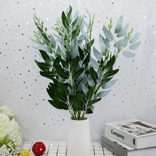 5 Branches Artificial Silk Willow Leaves Green Plants Garden Bushes Fake Grass Arrangement Home Decor Faux Foliage