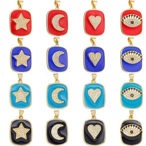 Juya New Designer Accessories Supplies Enamel Evil Eye Love Heart Star Moon Charms For DIY Needlework Pendant Jewelry Making