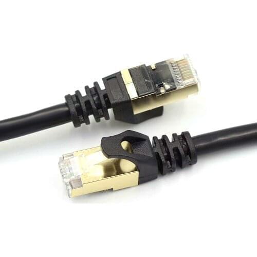 1/20m Cat7 Ethernet Cable 10Gbps 600Mhz/Shielded Twisted Pairs//26AWG Oxygen-free Copper Cores/Gold Plated RJ45 Interface Black