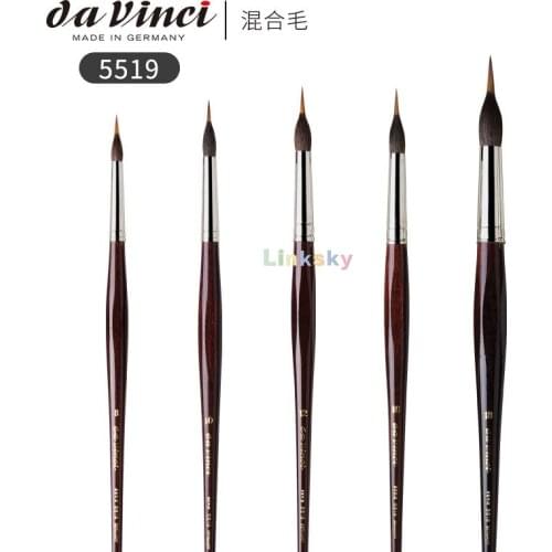 Da Vinci Watercolor Series 5519 Maestro Paint Brush, Long Needle-Sharp Liner Kolinsky Red Sable with Kazan Squirrel Body