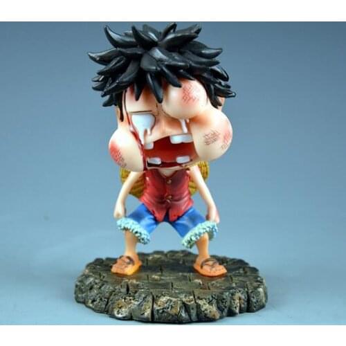 Classic Anime Peripheral One Piece Straw Hat Boy Swollen Face Undefeated Luffy Action Humanoid Doll Boxed Model Childrens Gift