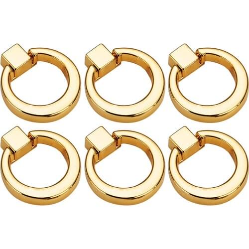6Pcs/set Circle Handles Color Gold Silver Black Ring Zinc Alloy Door Handles Pulls Cabinet Drawer Knobs For Furniture Hardware