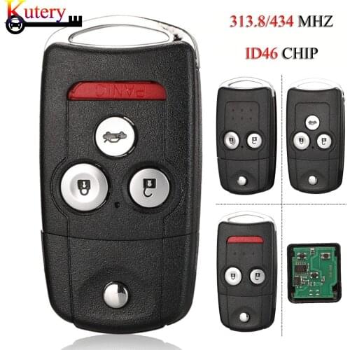 Kutery 5PCS/Lot Folding Remote Car Key For Honda CR-V Jazz 2/3/4 Buttons 313.8/434MHZ With ID46 PCF7936 Chip With Uncut Blade
