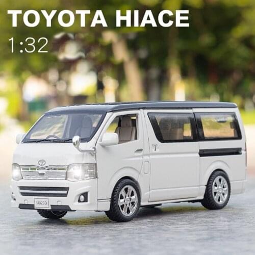 High Simulation 1:32 Toyota Hiace Alloy Model MPV Vehicle Model Sound Light Metal Toy Car Gifts Collection Free Shipping