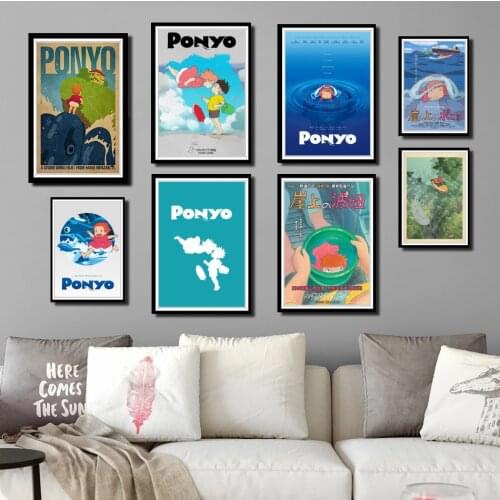 Perfect JL Ponyo on the Cliff Miyazaki Hayao Classic Cartoon Movie Hot Japan Anime Poster Home Decor wall stickers