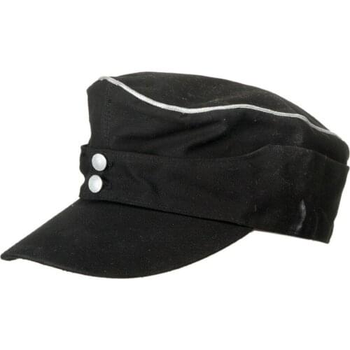 WWII WW2 GERMAN ELITE OFFICER SUMMER PANZER M43 FIELD COTTON Cap Hat Black- SIZE M
